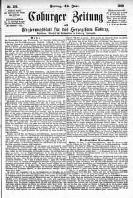 Coburger Zeitung Freitag 18. Juni 1869