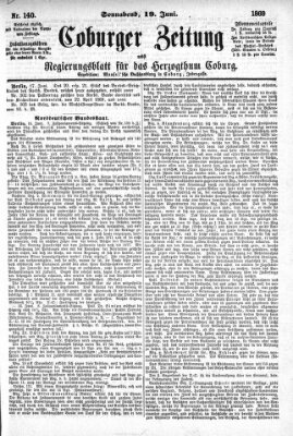 Coburger Zeitung Samstag 19. Juni 1869