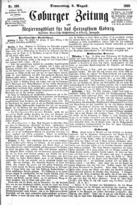 Coburger Zeitung Donnerstag 5. August 1869