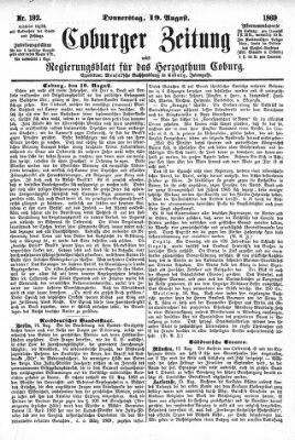 Coburger Zeitung Donnerstag 19. August 1869