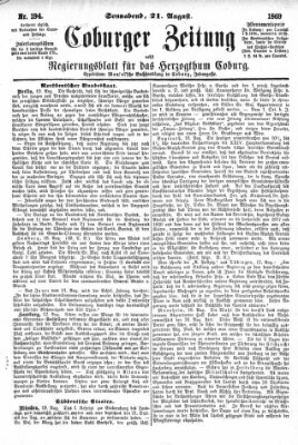 Coburger Zeitung Samstag 21. August 1869