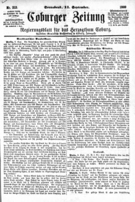 Coburger Zeitung Samstag 11. September 1869