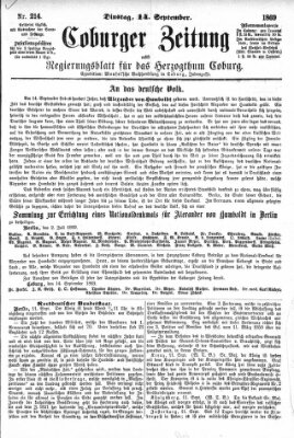 Coburger Zeitung Dienstag 14. September 1869