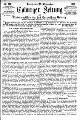 Coburger Zeitung Samstag 25. September 1869