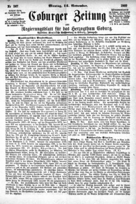 Coburger Zeitung Montag 15. November 1869