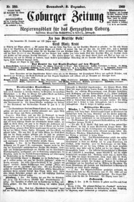 Coburger Zeitung Samstag 4. Dezember 1869