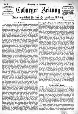 Coburger Zeitung Montag 3. Januar 1870