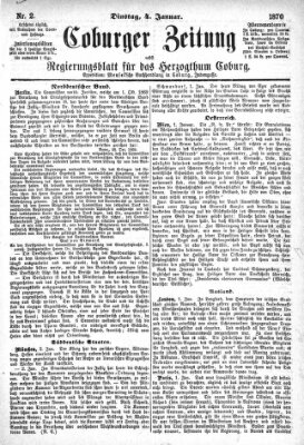 Coburger Zeitung Dienstag 4. Januar 1870