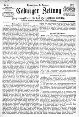 Coburger Zeitung Donnerstag 6. Januar 1870