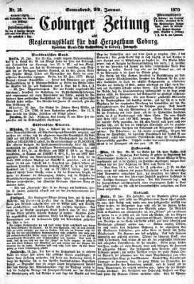 Coburger Zeitung Samstag 22. Januar 1870