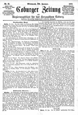 Coburger Zeitung Mittwoch 26. Januar 1870