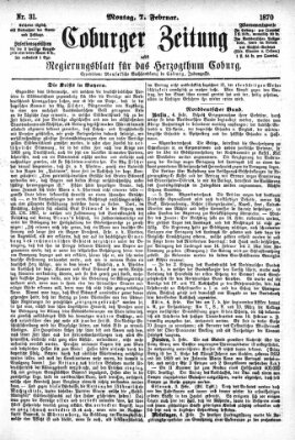 Coburger Zeitung Montag 7. Februar 1870