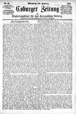 Coburger Zeitung Mittwoch 16. Februar 1870