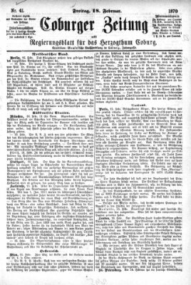 Coburger Zeitung Freitag 18. Februar 1870