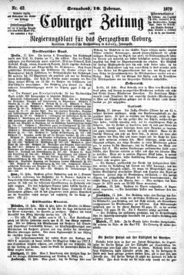 Coburger Zeitung Samstag 19. Februar 1870