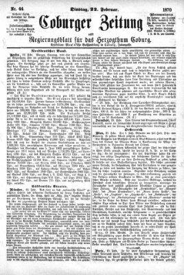 Coburger Zeitung Dienstag 22. Februar 1870