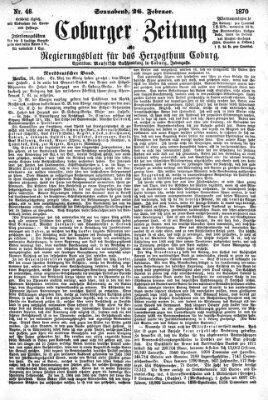 Coburger Zeitung Samstag 26. Februar 1870