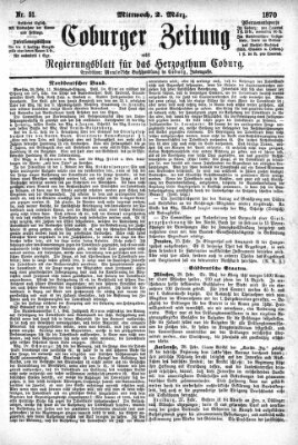 Coburger Zeitung Mittwoch 2. März 1870