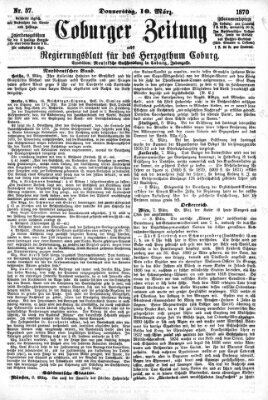 Coburger Zeitung Donnerstag 10. März 1870