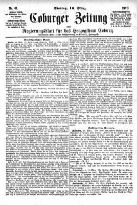 Coburger Zeitung Dienstag 15. März 1870