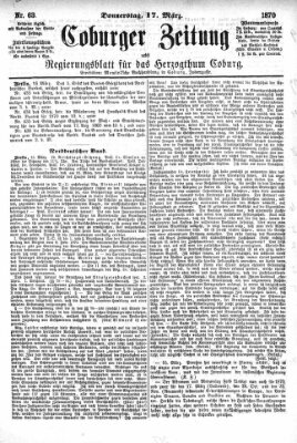 Coburger Zeitung Donnerstag 17. März 1870