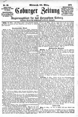 Coburger Zeitung Mittwoch 23. März 1870