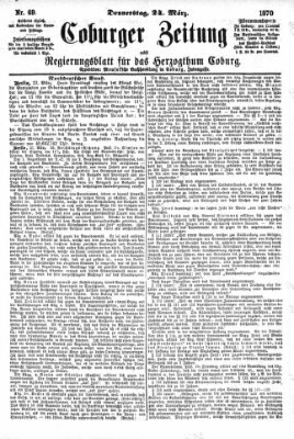 Coburger Zeitung Donnerstag 24. März 1870