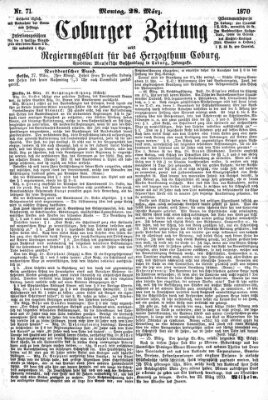 Coburger Zeitung Montag 28. März 1870