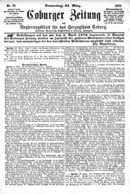 Coburger Zeitung Donnerstag 31. März 1870