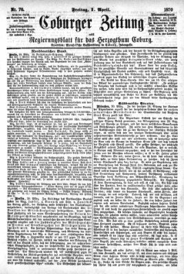 Coburger Zeitung Freitag 1. April 1870