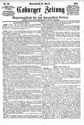 Coburger Zeitung Samstag 9. April 1870