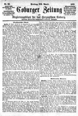 Coburger Zeitung Freitag 22. April 1870