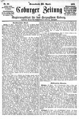 Coburger Zeitung Samstag 23. April 1870