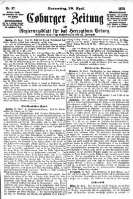 Coburger Zeitung Donnerstag 28. April 1870