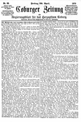 Coburger Zeitung Freitag 29. April 1870