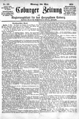 Coburger Zeitung Montag 16. Mai 1870