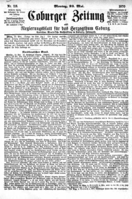 Coburger Zeitung Montag 23. Mai 1870