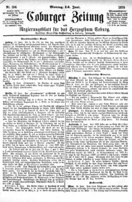 Coburger Zeitung Montag 13. Juni 1870