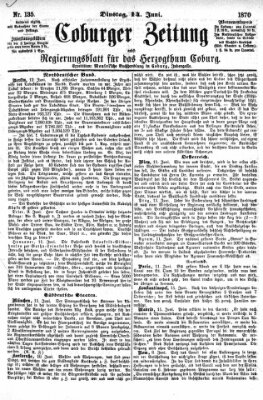 Coburger Zeitung Dienstag 14. Juni 1870