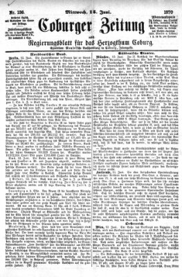 Coburger Zeitung Mittwoch 15. Juni 1870