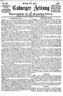 Coburger Zeitung Freitag 17. Juni 1870