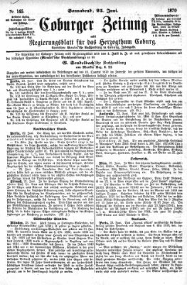 Coburger Zeitung Samstag 25. Juni 1870