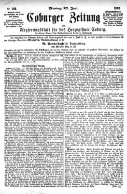 Coburger Zeitung Montag 27. Juni 1870