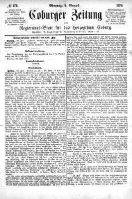 Coburger Zeitung Montag 1. August 1870