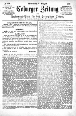 Coburger Zeitung Mittwoch 3. August 1870