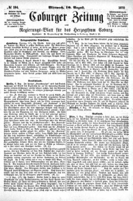 Coburger Zeitung Mittwoch 10. August 1870