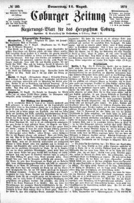 Coburger Zeitung Donnerstag 11. August 1870