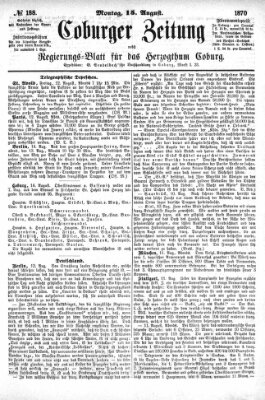 Coburger Zeitung Montag 15. August 1870