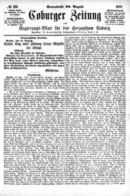 Coburger Zeitung Samstag 20. August 1870