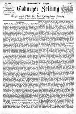 Coburger Zeitung Samstag 27. August 1870